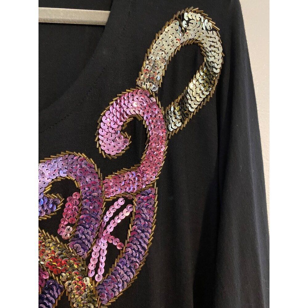 Vintage Christine Gerard Sequin Embellished Black Rayon Top & Skirt Set M - Picture 6 of 15